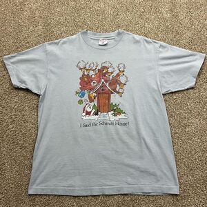 Vintage Christmas Novelty Schmitt House Graphic T Shirt men's XL
